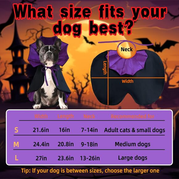 Large Dog Halloween Costume Vampire Cloak Devil Cape for Big Dog Breeds - Picture 4 of 7